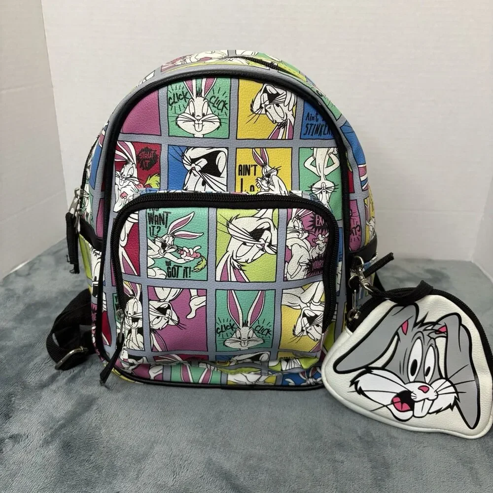 Warner Bros. Looney Tunes Bugs Bunny Mini Backpack w/Zip Pouch White 10.5